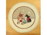 Serwetka gobelinowa świąteczna śr. 27 cm kotki z prezentami wz. 284 SlodkieSny okrągły